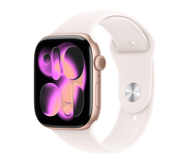 APPLE Watch Series 11 GPS 46mm Aluminiowa koperta (różowe złoto)/ Sportowy pasek (łagodny róż) - rozmiar S/M - 1362407 - zdjęcie
